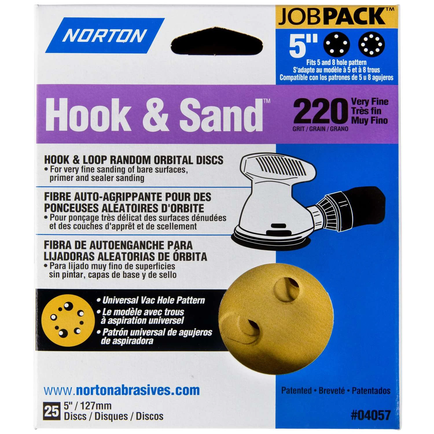 Norton Hook & Sand 5 In. Aluminum Oxide Hook And Loop A290 Sanding Disc 220 Grit Very Fine 25 Pk 3 Norton Hook & Sand 5 In. Aluminum Oxide Hook And Loop A290 Sanding Disc 220 Grit Very Fine 25 Pk