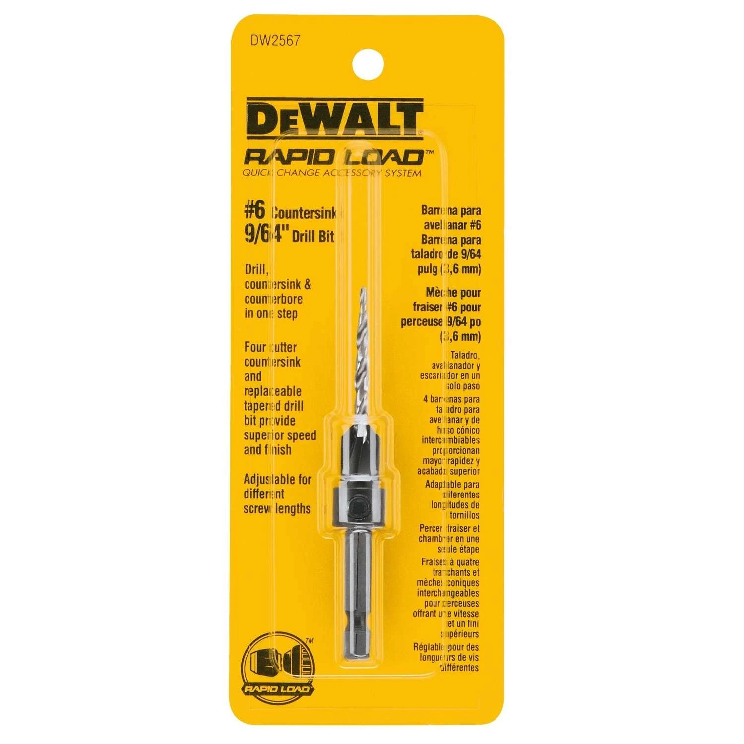 DeWalt Rapid Load #6 X 9/64 In. D High Speed Steel Countersink Bit 1 Pc 3 DeWalt Rapid Load #6 X 9/64 In. D High Speed Steel Countersink Bit 1 Pc