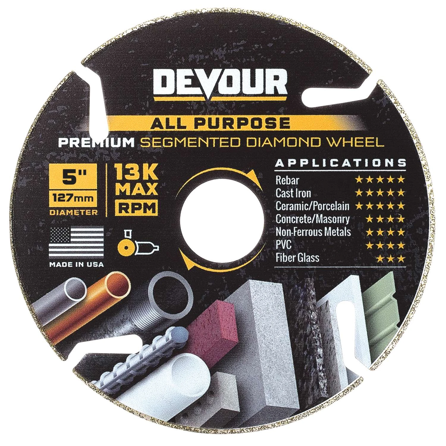 NuTek DEVOUR 5 In. D Diamond Segmented Cutting Wheel 3 NuTek DEVOUR 5 In. D Diamond Segmented Cutting Wheel