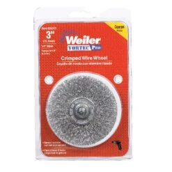 Weiler Vortec Pro 3 In. Crimped Wire Wheel Brush Carbon Steel 20000 Rpm 1 Pc