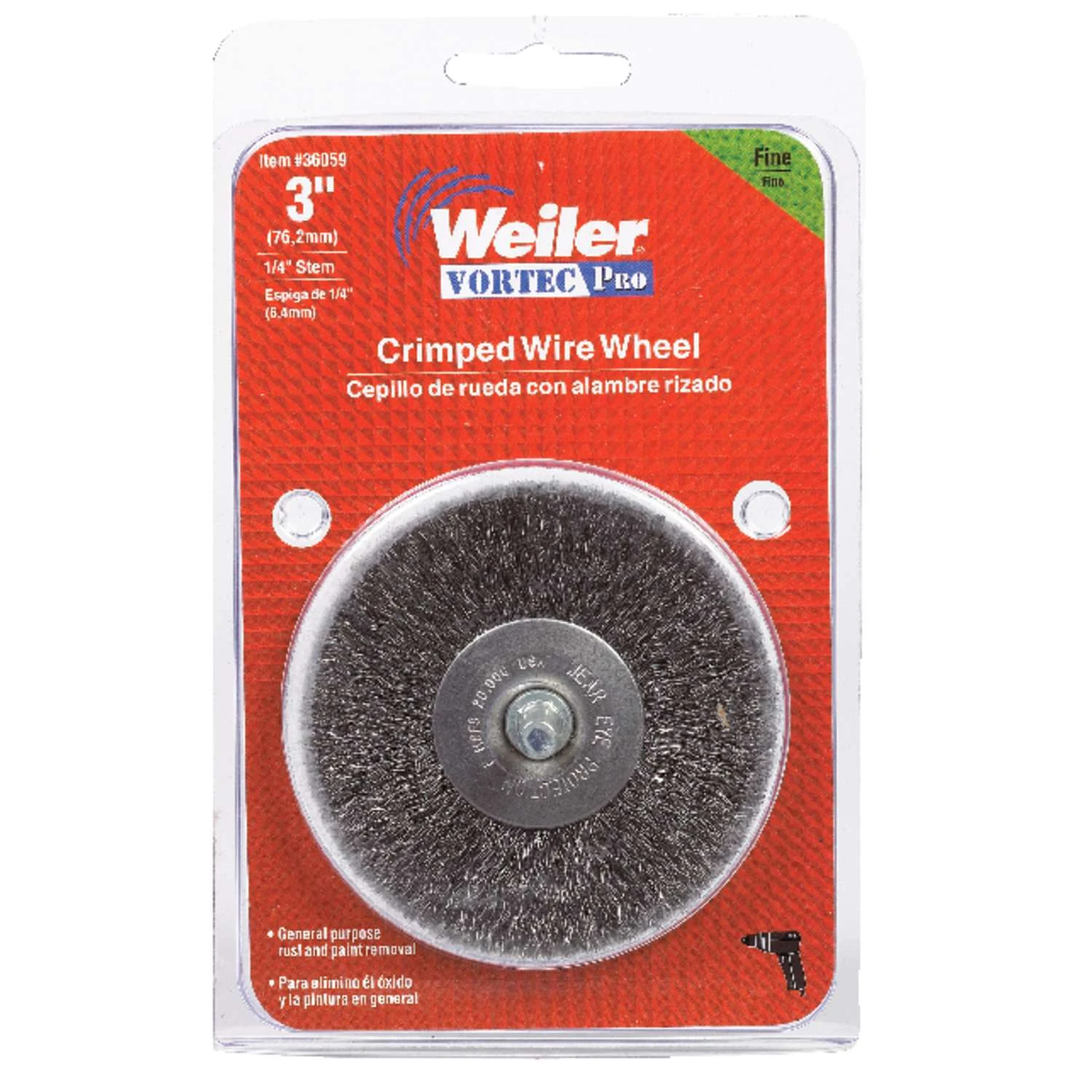 Weiler Vortec Pro 3 In. Fine Crimped Wire Wheel Brush Steel 20000 Rpm 1 Pc 3 Weiler Vortec Pro 3 In. Fine Crimped Wire Wheel Brush Steel 20000 Rpm 1 Pc