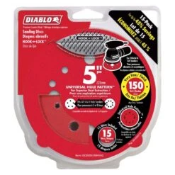 Diablo 5 In. Ceramic Blend Hook And Lock Sanding Disc 150 Grit Very Fine 15 Pk