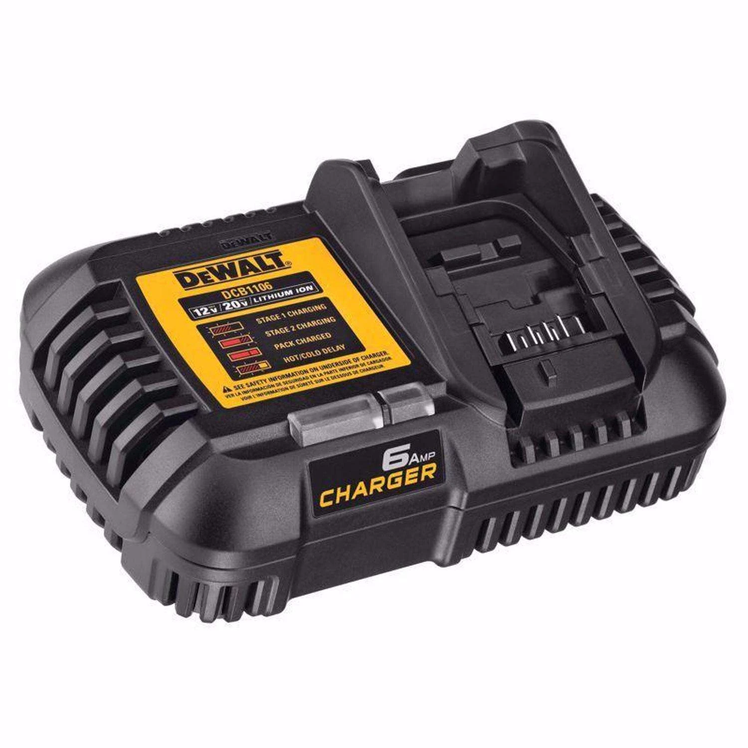 DeWalt 20V MAX DCB1106 20 V Lithium-Ion 6 Amp Battery Charger 1 Pc 3 DeWalt 20V MAX DCB1106 20 V Lithium-Ion 6 Amp Battery Charger 1 Pc