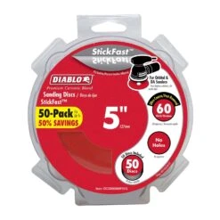 Diablo StickFast 5 In. Ceramic Blend Adhesive Sanding Disc 60 Grit Ultra Coarse 50 Pk