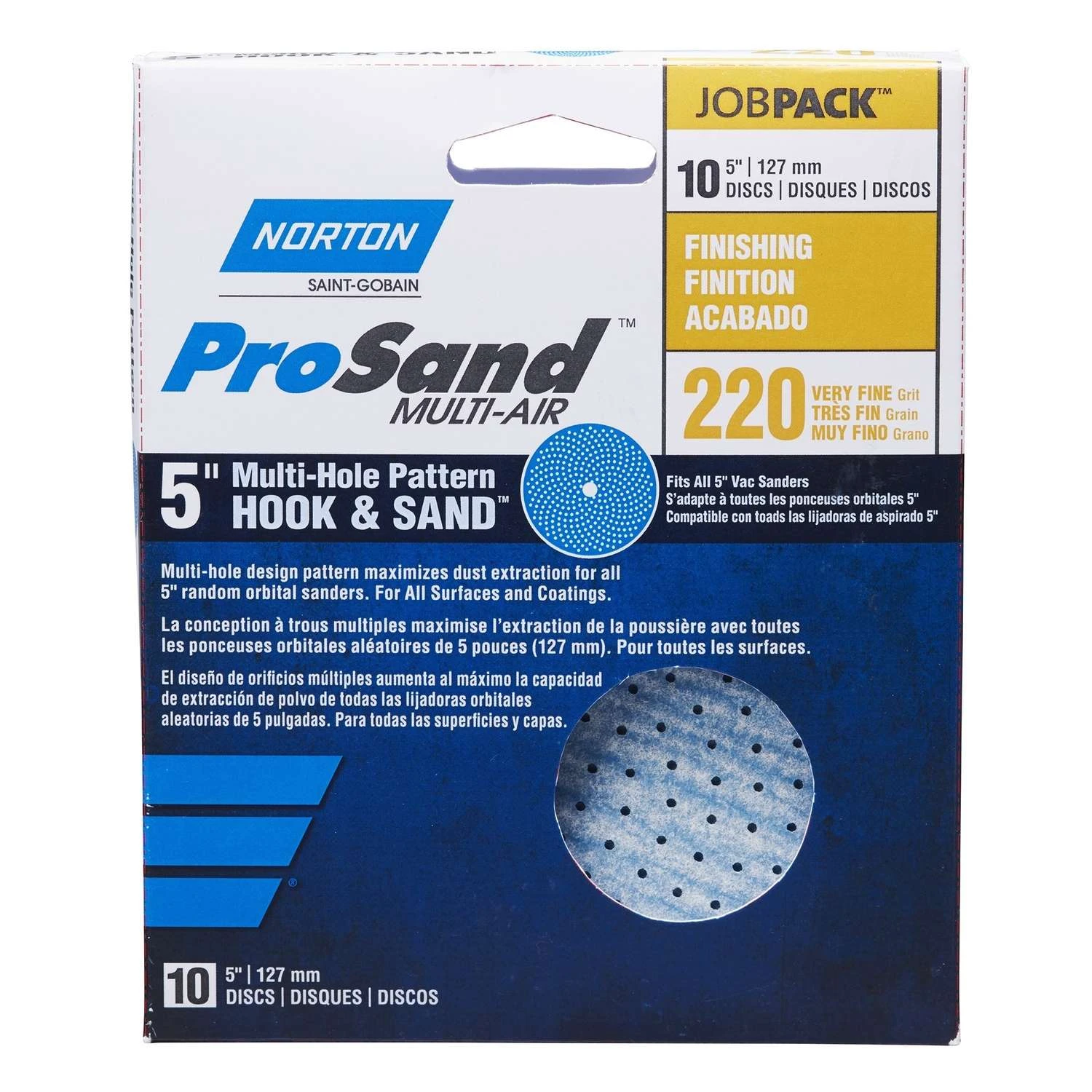 Norton ProSand 5 In. Ceramic Alumina Hook And Loop A975 Sanding Disc 220 Grit Very Fine 10 Pk 2 Norton ProSand 5 In. Ceramic Alumina Hook And Loop A975 Sanding Disc 220 Grit Very Fine 10 Pk