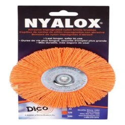 Dico 4 In. Medium Crimped Mandrel Mounted Wheel Brush Nylon 2500 Rpm 1 Pc