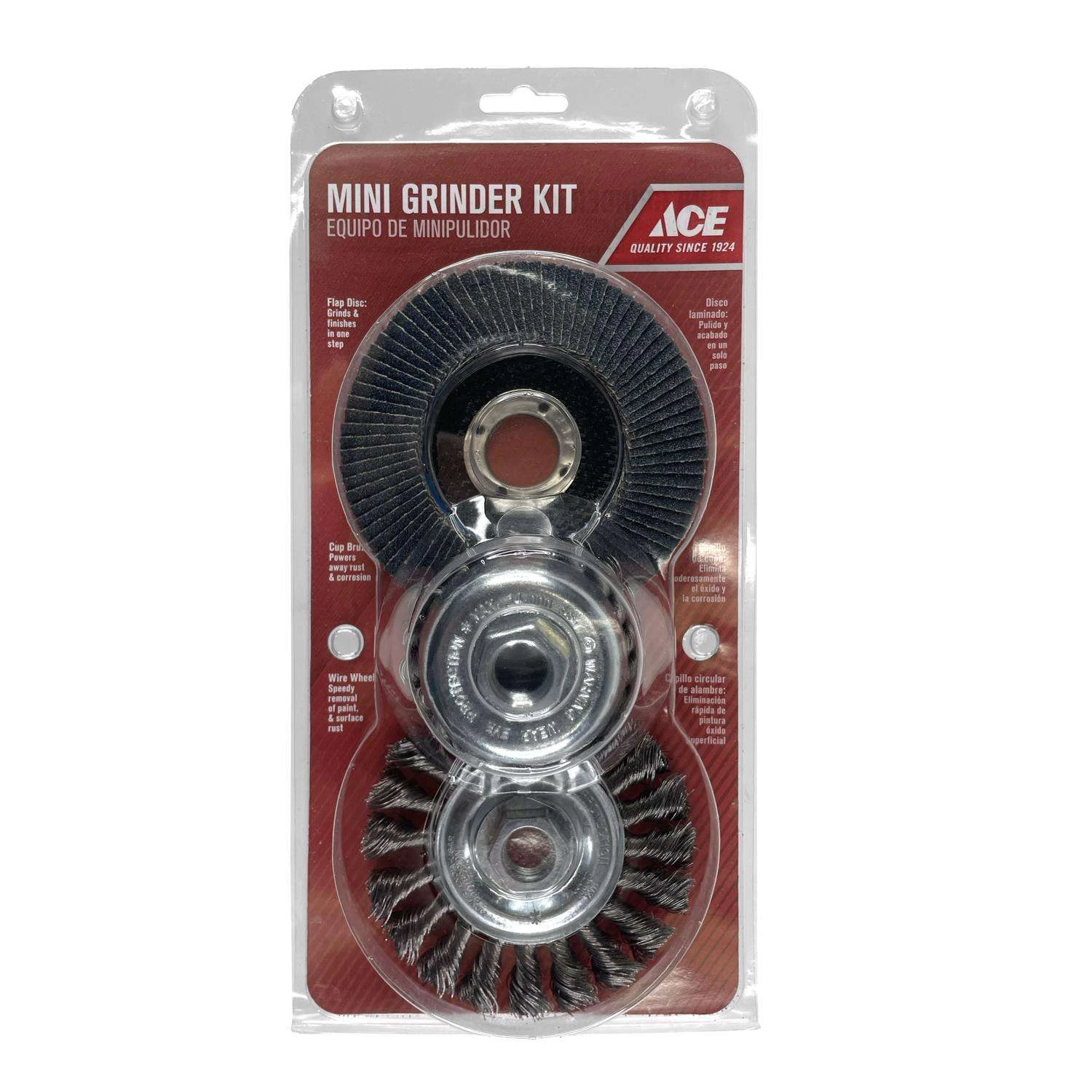 Ace 4-1/2 In. Assorted Assorted Mini Grinder Kit Stainless Steel 4800 Rpm 3 Pc 3 Ace 4-1/2 In. Assorted Assorted Mini Grinder Kit Stainless Steel 4800 Rpm 3 Pc