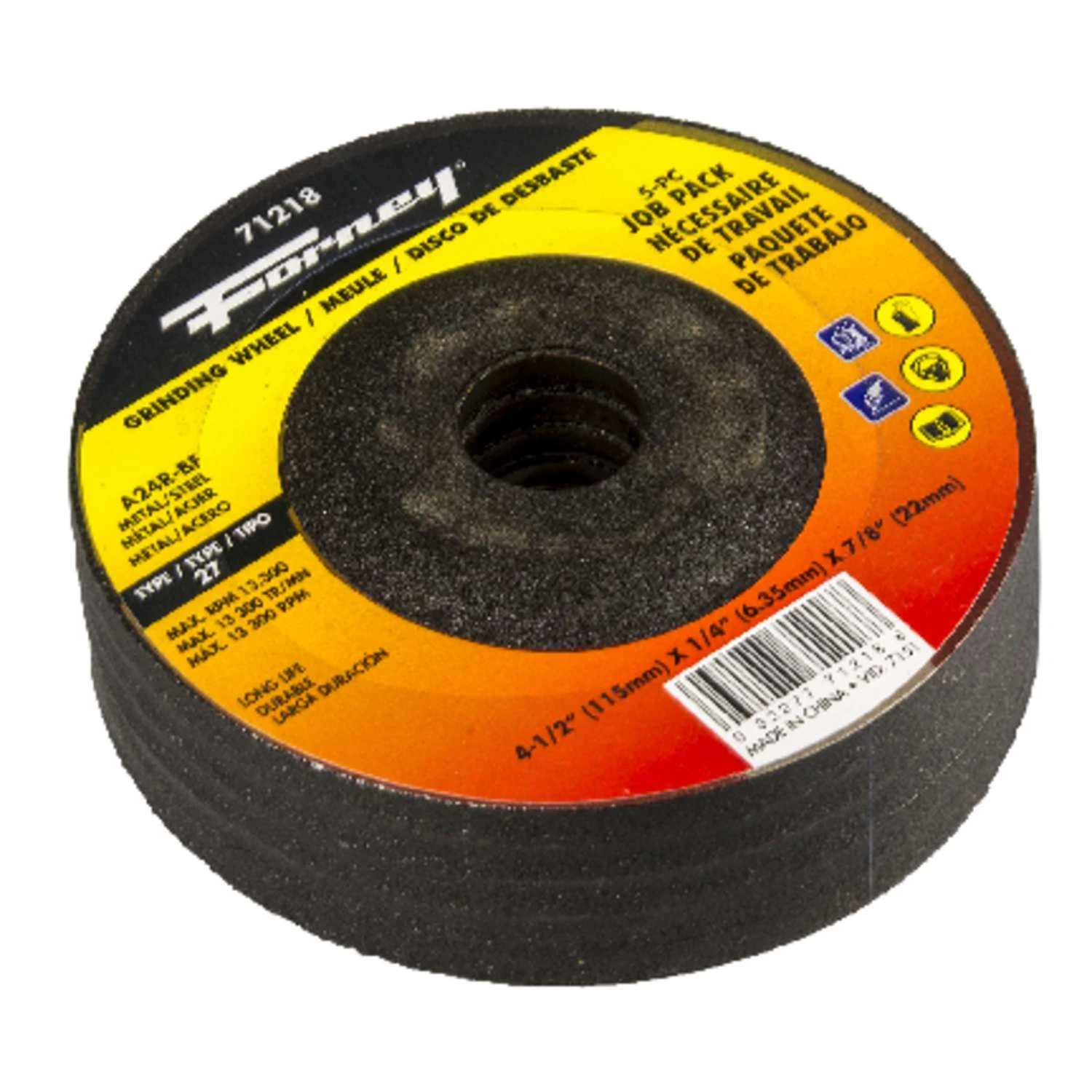 Forney 4-1/2 In. D X 7/8 In. In. Grinding Wheel 3 Forney 4-1/2 In. D X 7/8 In. In. Grinding Wheel