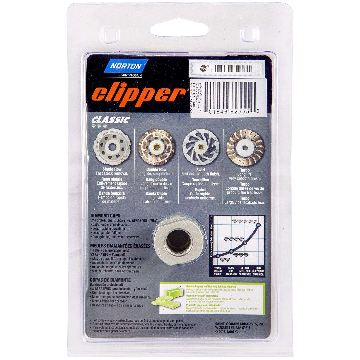 Norton Clipper 4 In. D X 5/8-11 In. Classic Cup Wheel 4 Norton Clipper 4 In. D X 5/8-11 In. Classic Cup Wheel - Image 2