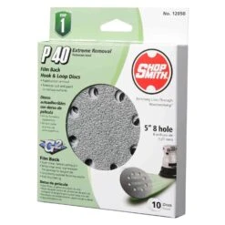 Shopsmith 5 In. Aluminum Oxide Hook And Loop Sanding Disc 40 Grit Coarse 10 Pk