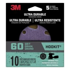 3M Ultra Durable 5 In. Ceramic Hook And Loop Sanding Disc 60 Grit 10 Pk