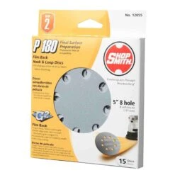Shopsmith 5 In. Aluminum Oxide Hook And Loop Sanding Disc 180 Grit Fine 15 Pk
