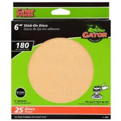 Gator 6 In. Aluminum Oxide Adhesive Sanding Disc 180 Grit Very Fine 25 Pk