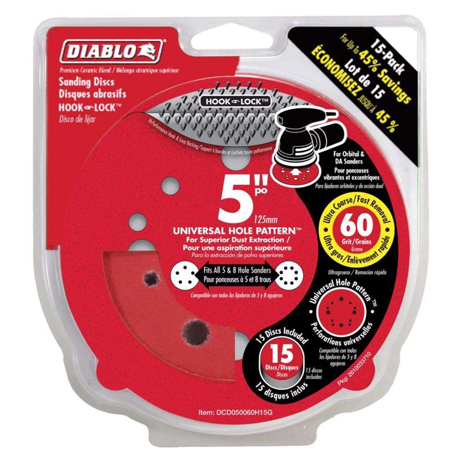Diablo 5 In. Ceramic Blend Hook And Lock Sanding Disc 60 Grit Coarse 15 Pk 3 Diablo 5 In. Ceramic Blend Hook And Lock Sanding Disc 60 Grit Coarse 15 Pk