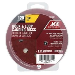 Ace 5 In. Aluminum Oxide Hook And Loop Sanding Disc 120 Grit Fine 50 Pk