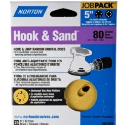 Norton Hook & Sand 5 In. Aluminum Oxide Hook And Loop A250/A290 Sanding Disc 80 Grit Coarse 25 Pk