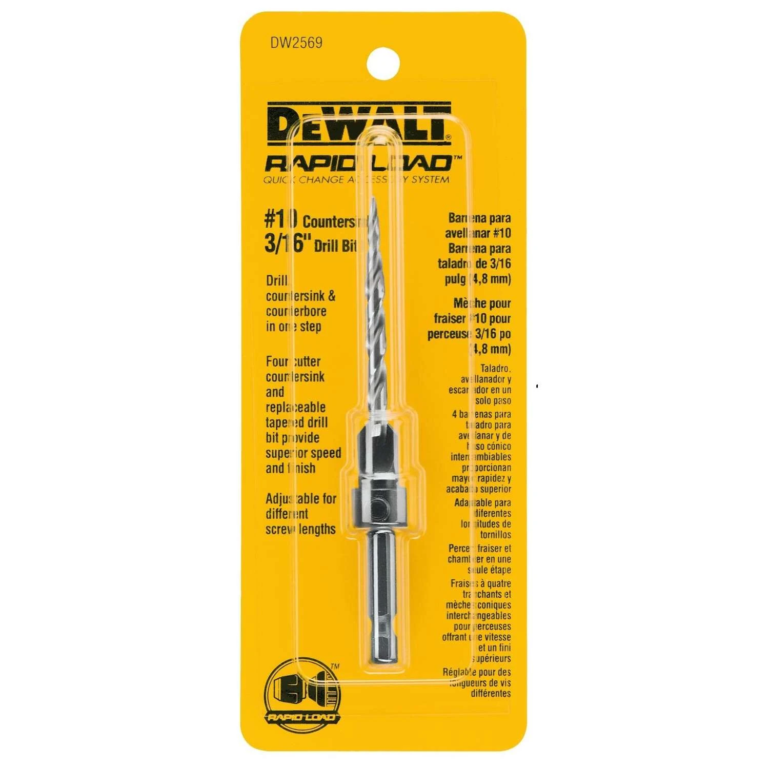 DeWalt Rapid Load #10 X 3/16 In. D High Speed Steel Countersink And Drill Set 1 Pc 3 DeWalt Rapid Load #10 X 3/16 In. D High Speed Steel Countersink And Drill Set 1 Pc