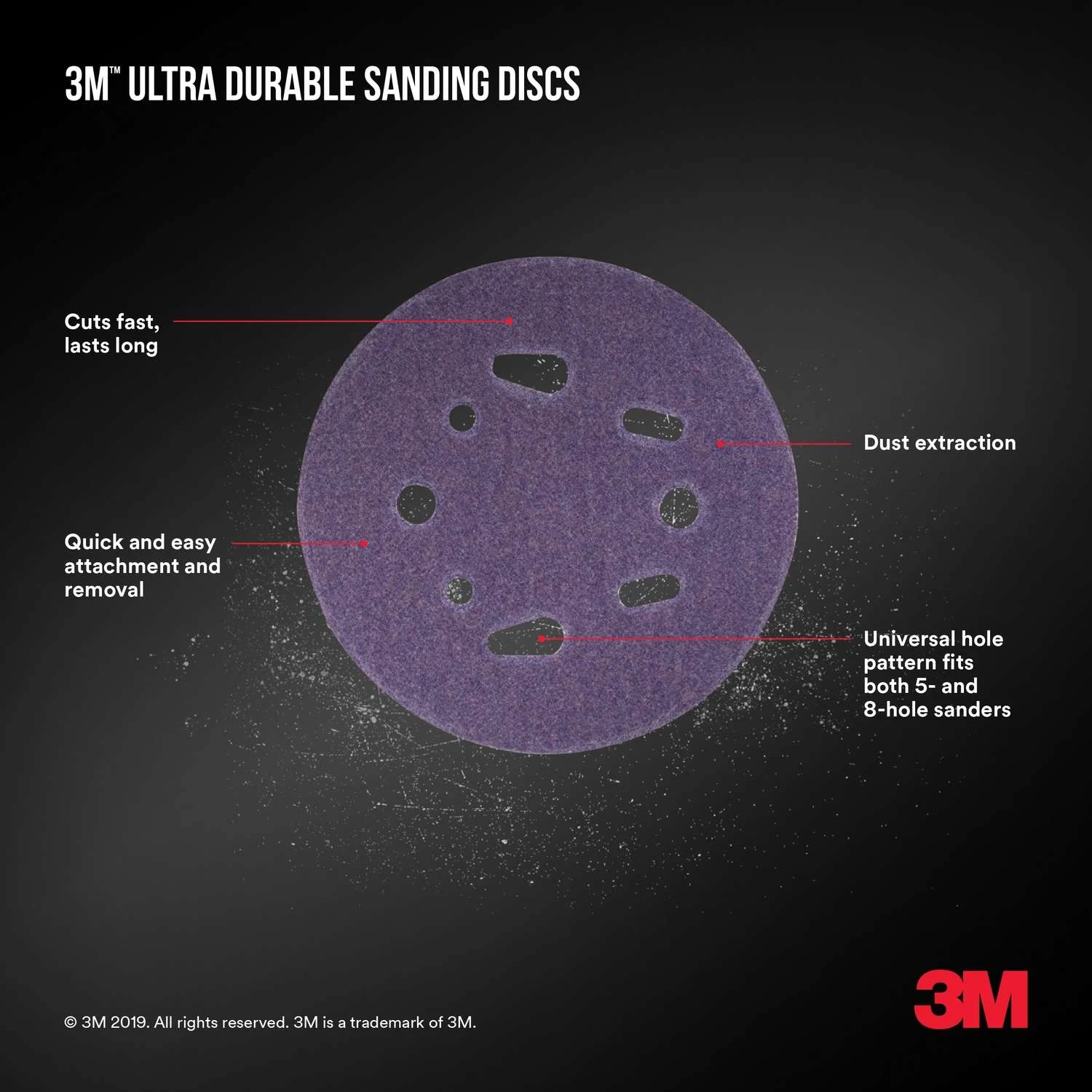 3M Ultra Durable 5 In. Ceramic Hook And Loop Sanding Disc 60 Grit 10 Pk 7 3M Ultra Durable 5 In. Ceramic Hook And Loop Sanding Disc 60 Grit 10 Pk - Image 5