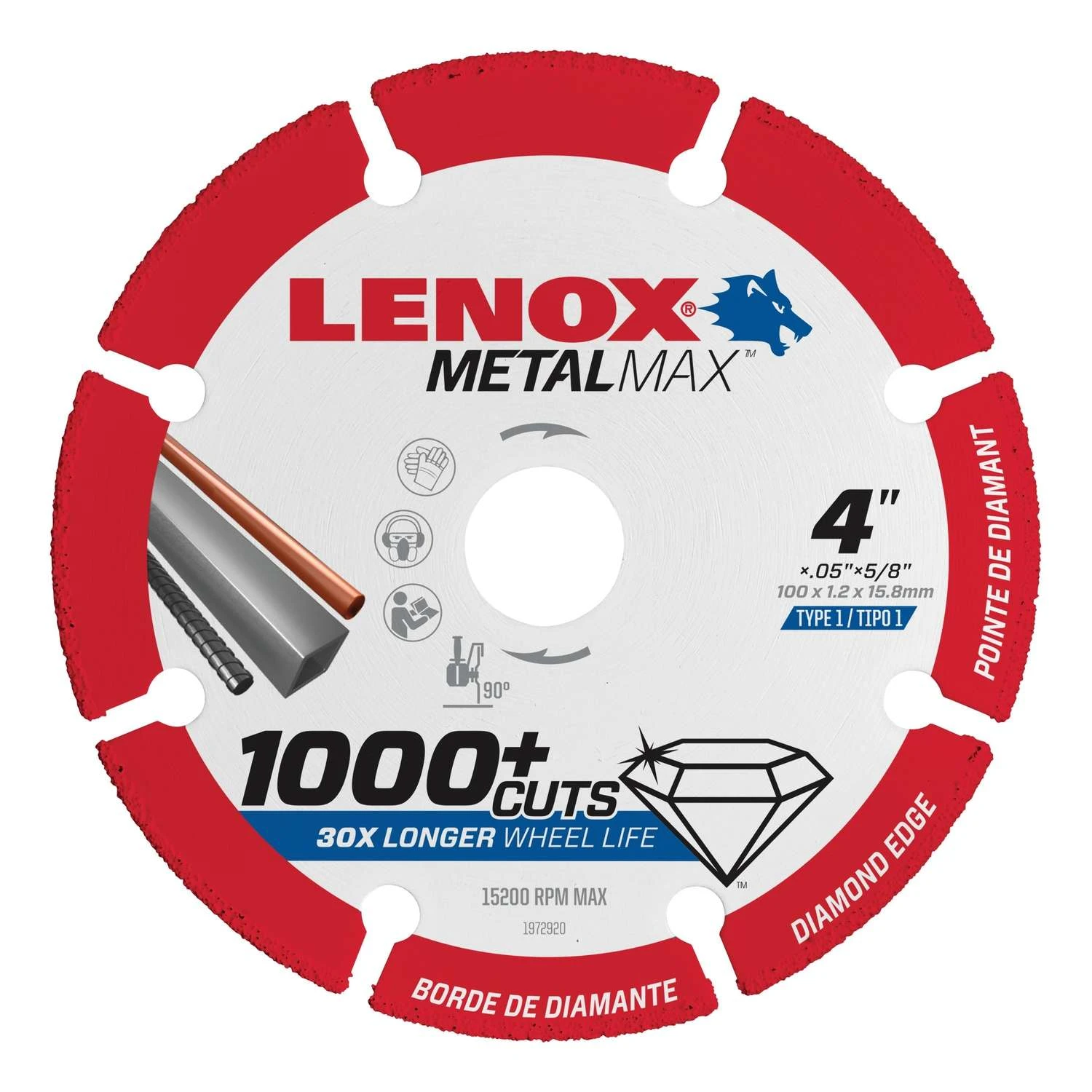 Lenox MetalMax 4 In. D X 5/8 In. Diamond/Metal Cut-Off Wheel 1 Pc 3 Lenox MetalMax 4 In. D X 5/8 In. Diamond/Metal Cut-Off Wheel 1 Pc