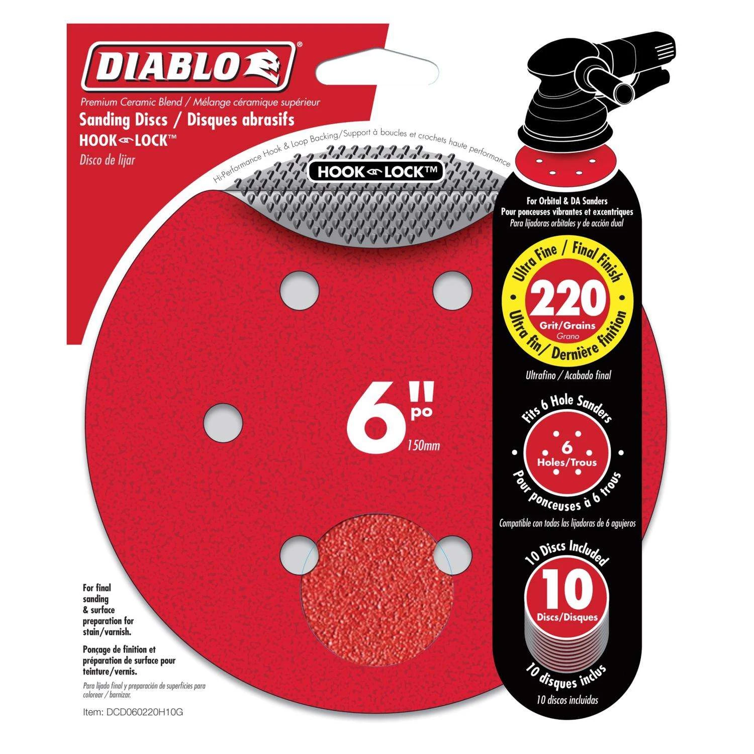 Diablo 6 In. Ceramic Blend Hook And Lock Sanding Disc 220 Grit Ultra Fine 10 Pk 3 Diablo 6 In. Ceramic Blend Hook And Lock Sanding Disc 220 Grit Ultra Fine 10 Pk