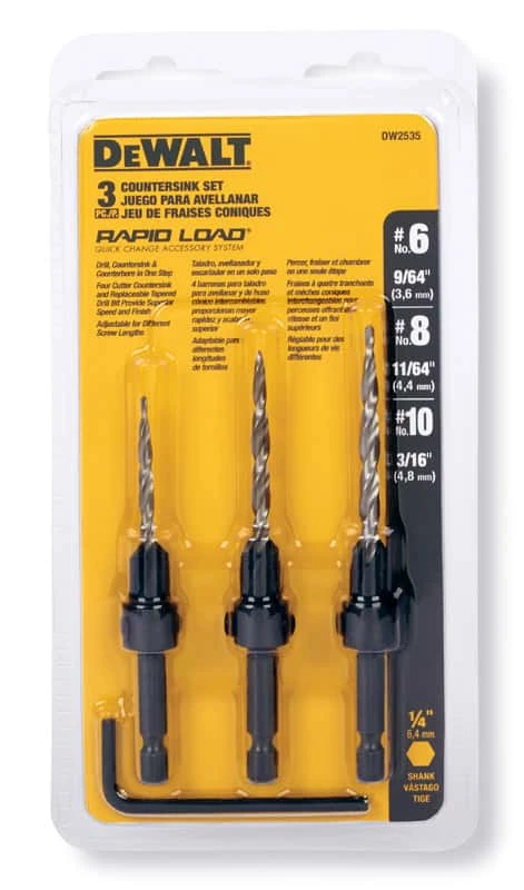 DeWalt Rapid Load #6, #8 And #10 Steel Countersink Set 3 Pc 5 DeWalt Rapid Load #6, #8 And #10 Steel Countersink Set 3 Pc - Image 3