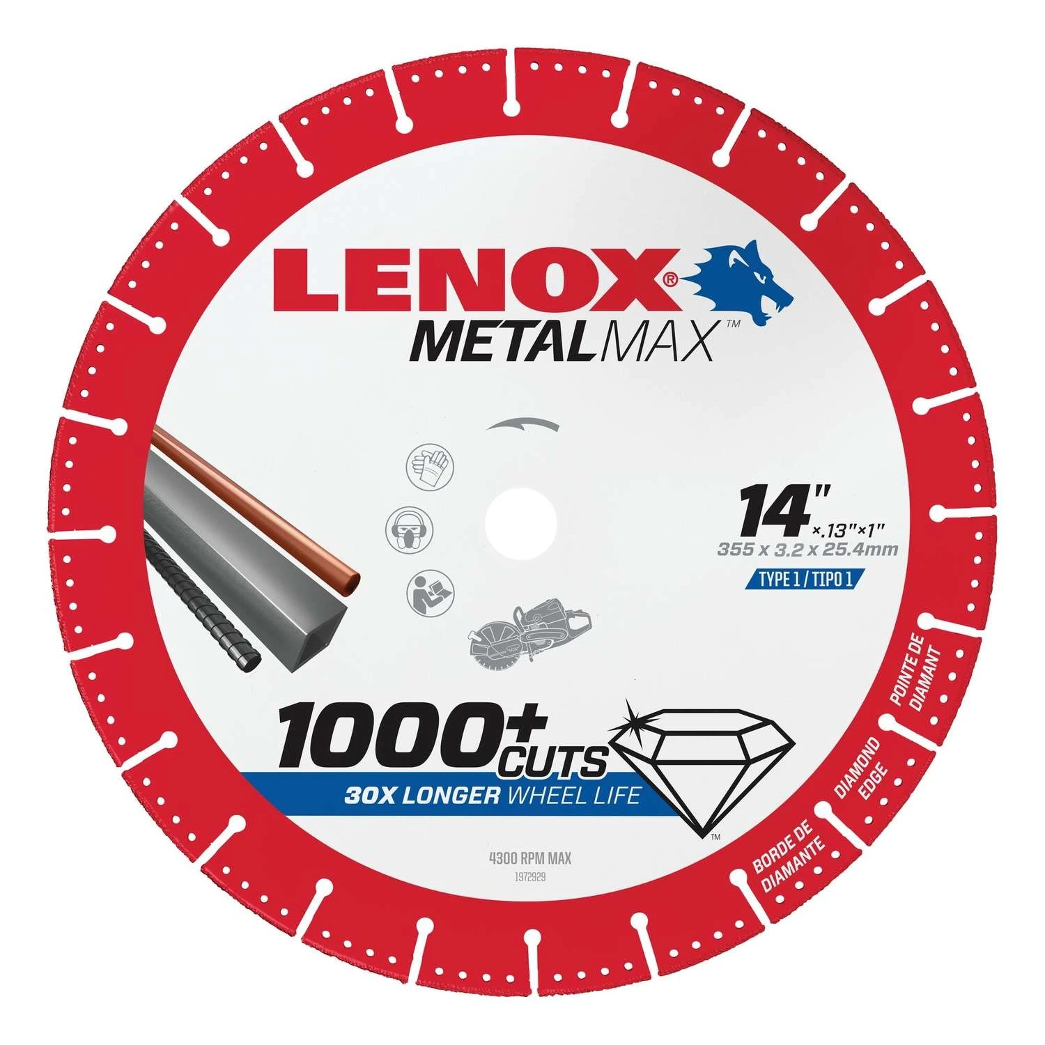 Lenox MetalMax 14 In. D X 1 In. Diamond/Metal Metal Cut-Off Blade 1 Pc 4 Lenox MetalMax 14 In. D X 1 In. Diamond/Metal Metal Cut-Off Blade 1 Pc - Image 2