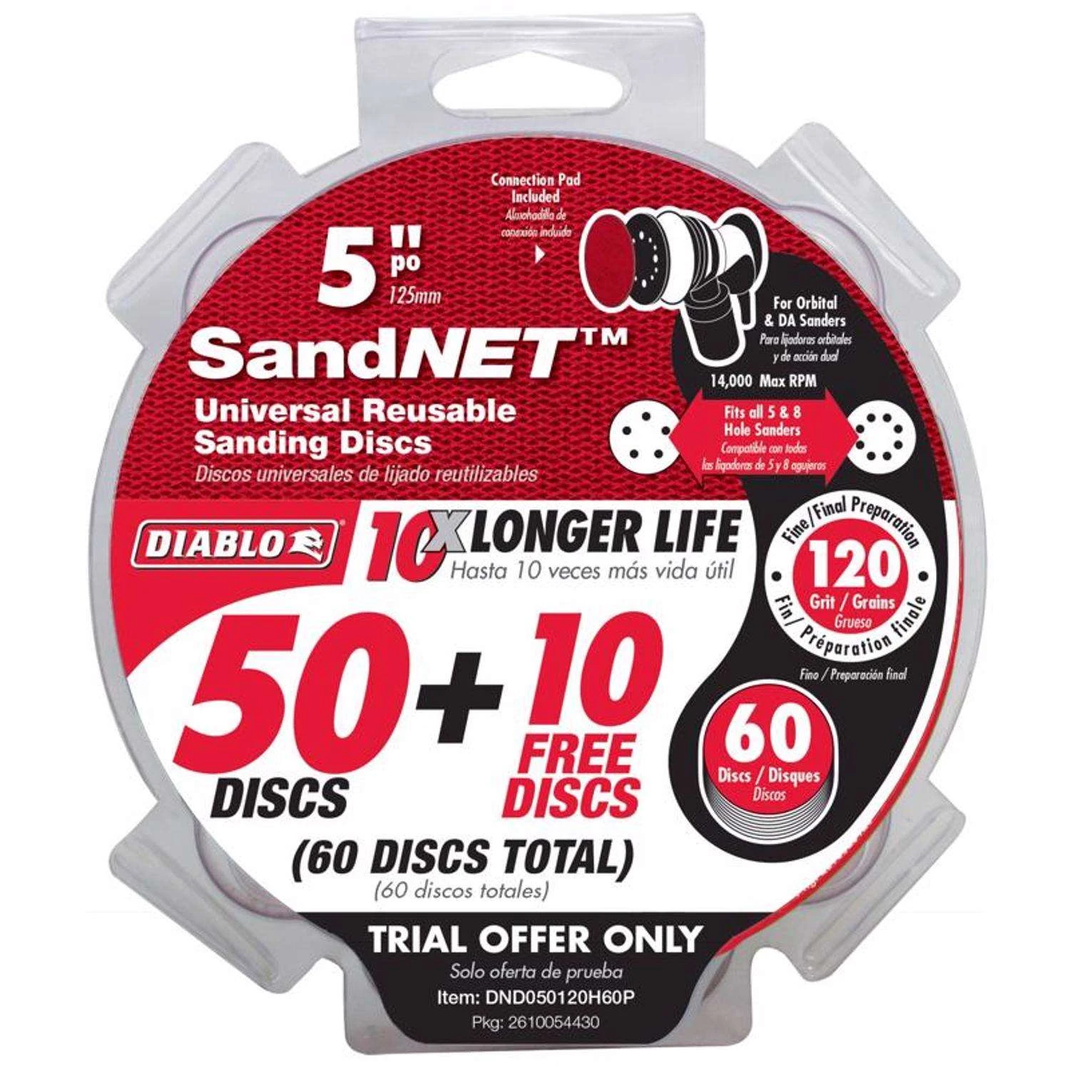Diablo SandNet 5 In. Ceramic Blend Hook And Lock Sanding Disc 120 Grit Medium 50 Pk 3 Diablo SandNet 5 In. Ceramic Blend Hook And Lock Sanding Disc 120 Grit Medium 50 Pk