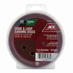 Ace 5 In. Aluminum Oxide Hook And Loop Sanding Disc 40 Grit Coarse 50 Pk