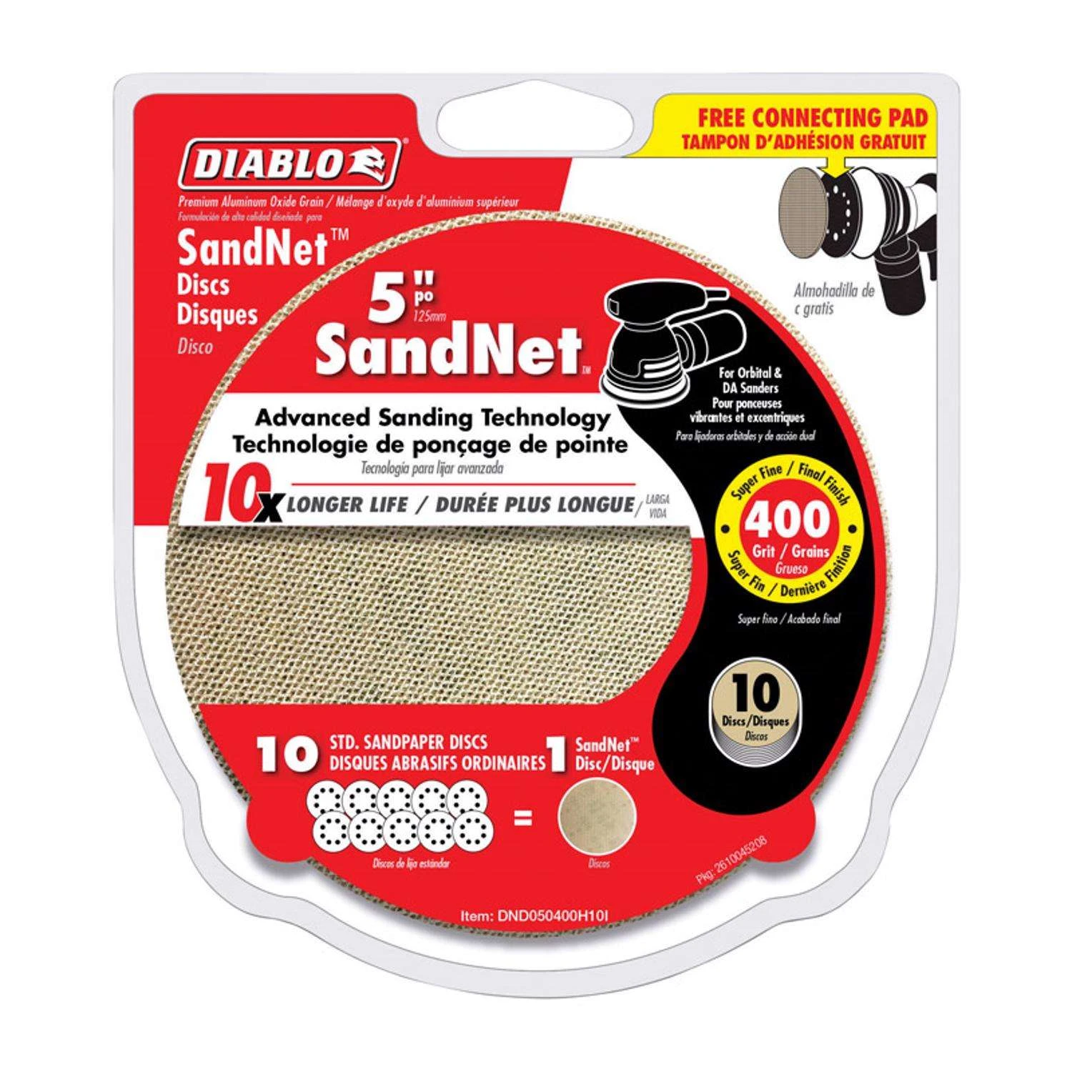 Diablo SandNet 5 In. Aluminum Oxide Hook And Lock Sanding Disc 400 Grit Super Fine 10 Pk 3 Diablo SandNet 5 In. Aluminum Oxide Hook And Lock Sanding Disc 400 Grit Super Fine 10 Pk