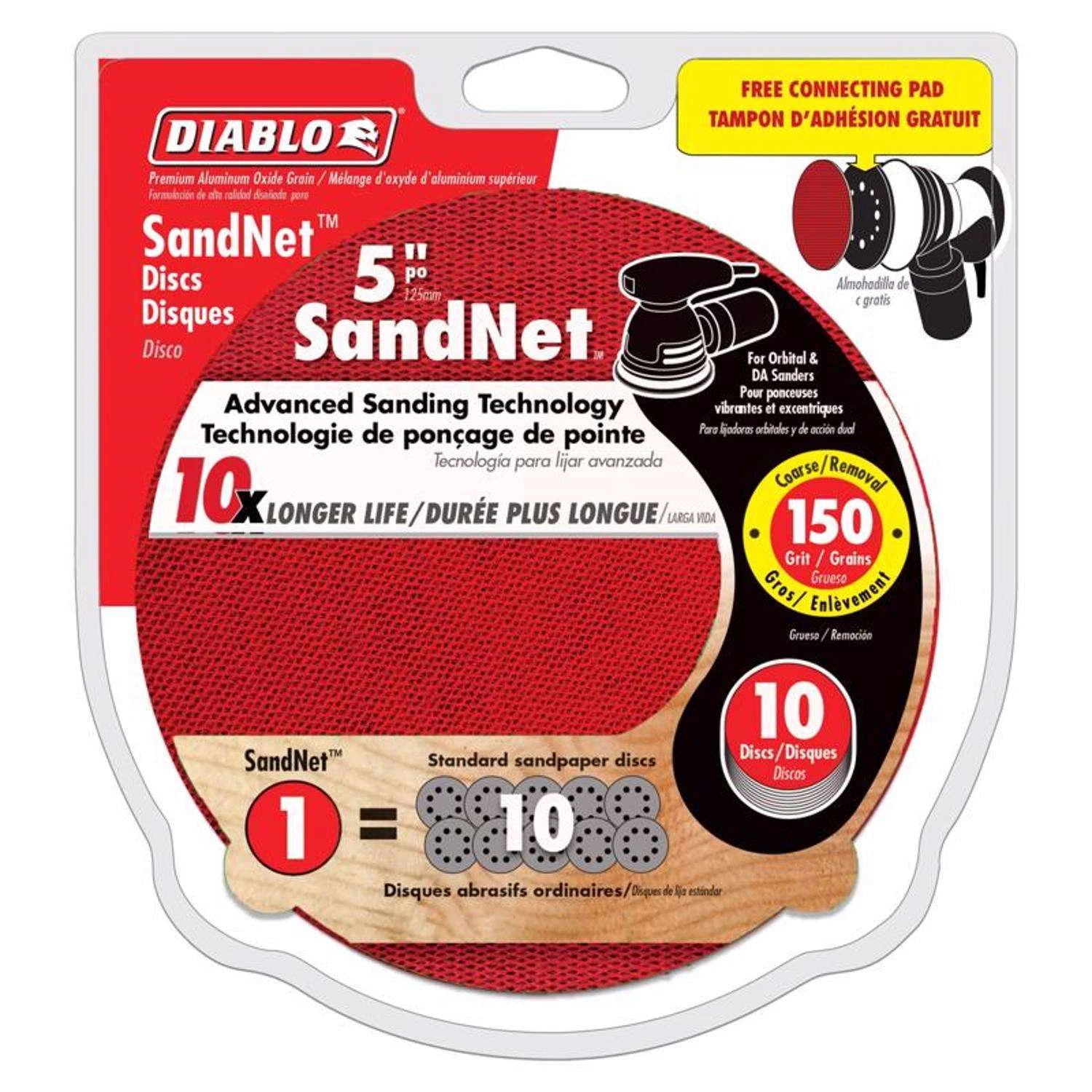 Diablo SandNet 5 In. Ceramic Blend Hook And Lock Sanding Disc 150 Grit Fine 10 Pk 3 Diablo SandNet 5 In. Ceramic Blend Hook And Lock Sanding Disc 150 Grit Fine 10 Pk