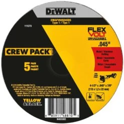 DeWalt FlexVolt 4-1/2 In. D X 7/8 In. Ceramic Cut-Off Wheel 5 Pc
