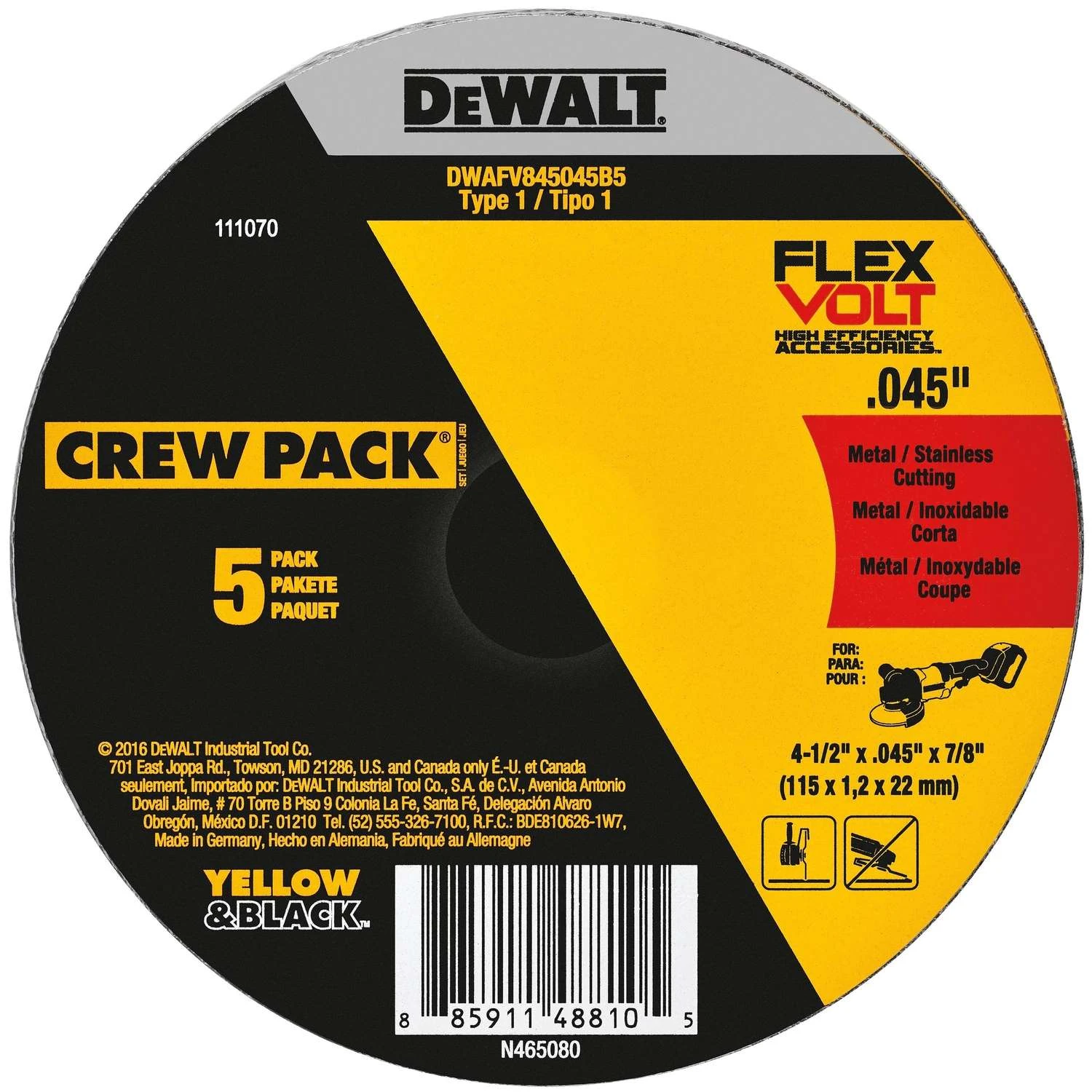 DeWalt FlexVolt 4-1/2 In. D X 7/8 In. Ceramic Cut-Off Wheel 5 Pc 3 DeWalt FlexVolt 4-1/2 In. D X 7/8 In. Ceramic Cut-Off Wheel 5 Pc